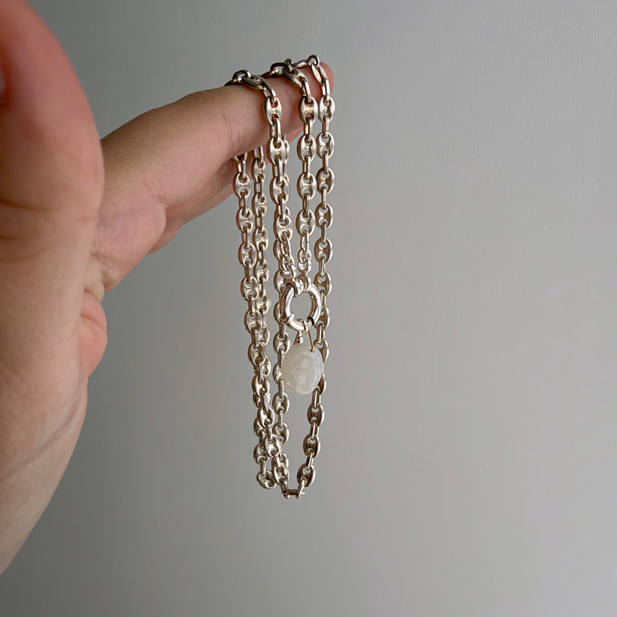 reimagined V I N T A G E // modern day watch chain / re-worked sterling silver puffy mariner anchor link chain / 22.25", 22.67g