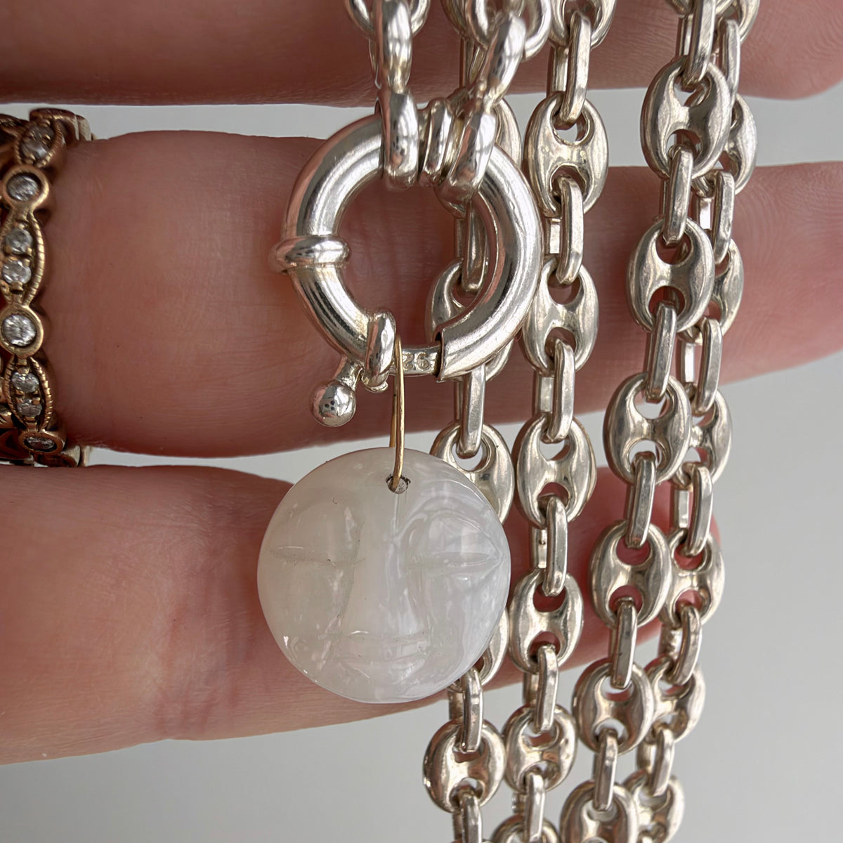 reimagined V I N T A G E // modern day watch chain / re-worked sterling silver puffy mariner anchor link chain / 22.25", 22.67g