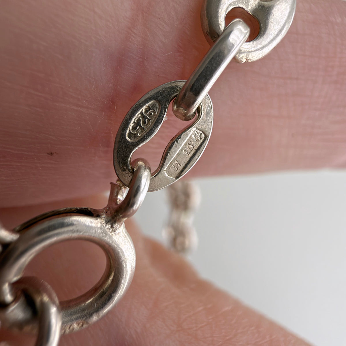 reimagined V I N T A G E // modern day watch chain / re-worked sterling silver puffy mariner anchor link chain / 22.25", 22.67g