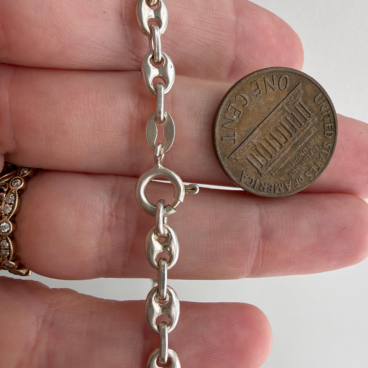 reimagined V I N T A G E // modern day watch chain / re-worked sterling silver puffy mariner anchor link chain / 22.25", 22.67g