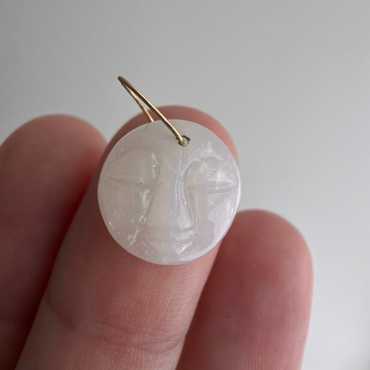 N E W // moon mood / carved white moonstone + 14k hammered pinch bail / a pendant