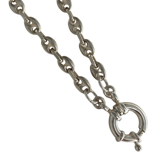 reimagined V I N T A G E // modern day watch chain / re-worked sterling silver puffy mariner anchor link chain / 22.25", 22.67g