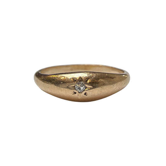 V I N T A G E // north star / 10k and diamond domed band / size 3.25