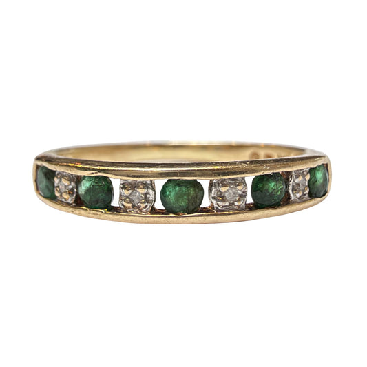 V I N T A G E // stroll through the forest / 10k + green stone + diamond stacking band / size 8.25