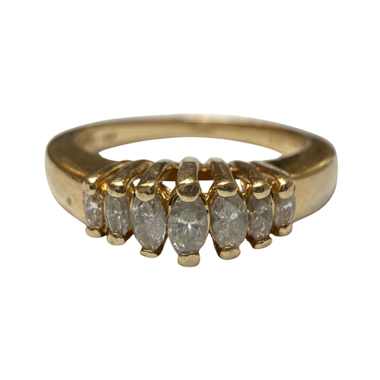 V I N T A G E // marquise arch / 14k and marquise diamond seven stone stackable ring / size 5.75