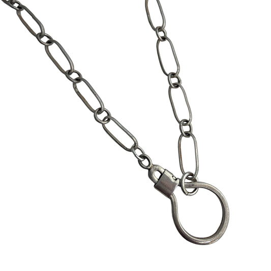 reworked V I N T A G E // terrific trombone / sterling silver reworked handmade trombone chain with carabiner charm holder clasp / ~23", 28.6g