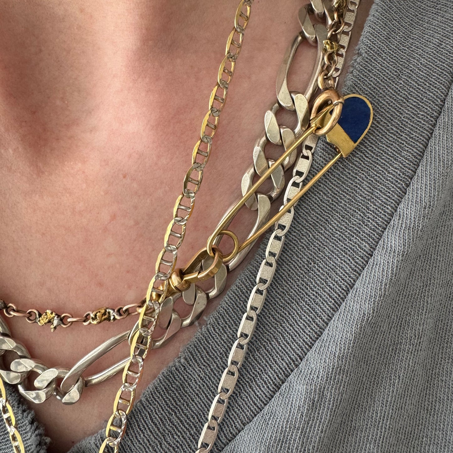 A N T I Q U E // nuggets of truth and wisdom / 10k and 19k high karat gold rush nugget link watch chain necklace / 17", 10.8g