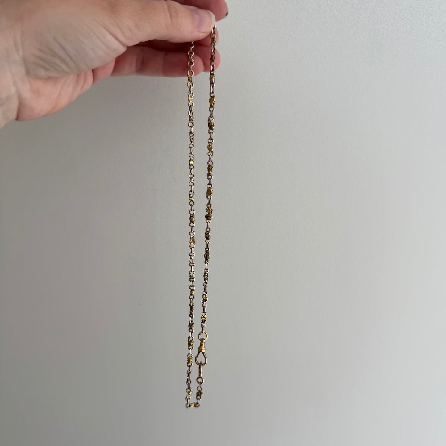 A N T I Q U E // nuggets of truth and wisdom / 10k and 19k high karat gold rush nugget link watch chain necklace / 17", 10.8g