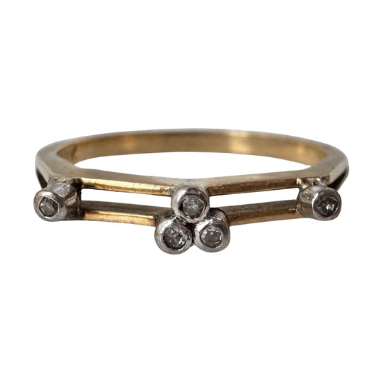V I N T A G E // shape play / 14k yellow and white gold geometric band with diamonds / size 6.5ish