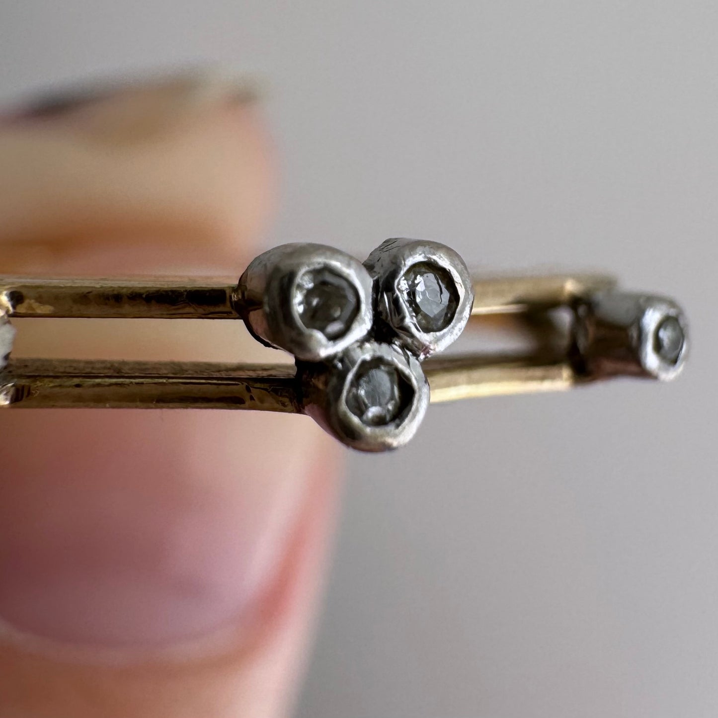 V I N T A G E // shape play / 14k yellow and white gold geometric band with diamonds / size 6.5ish