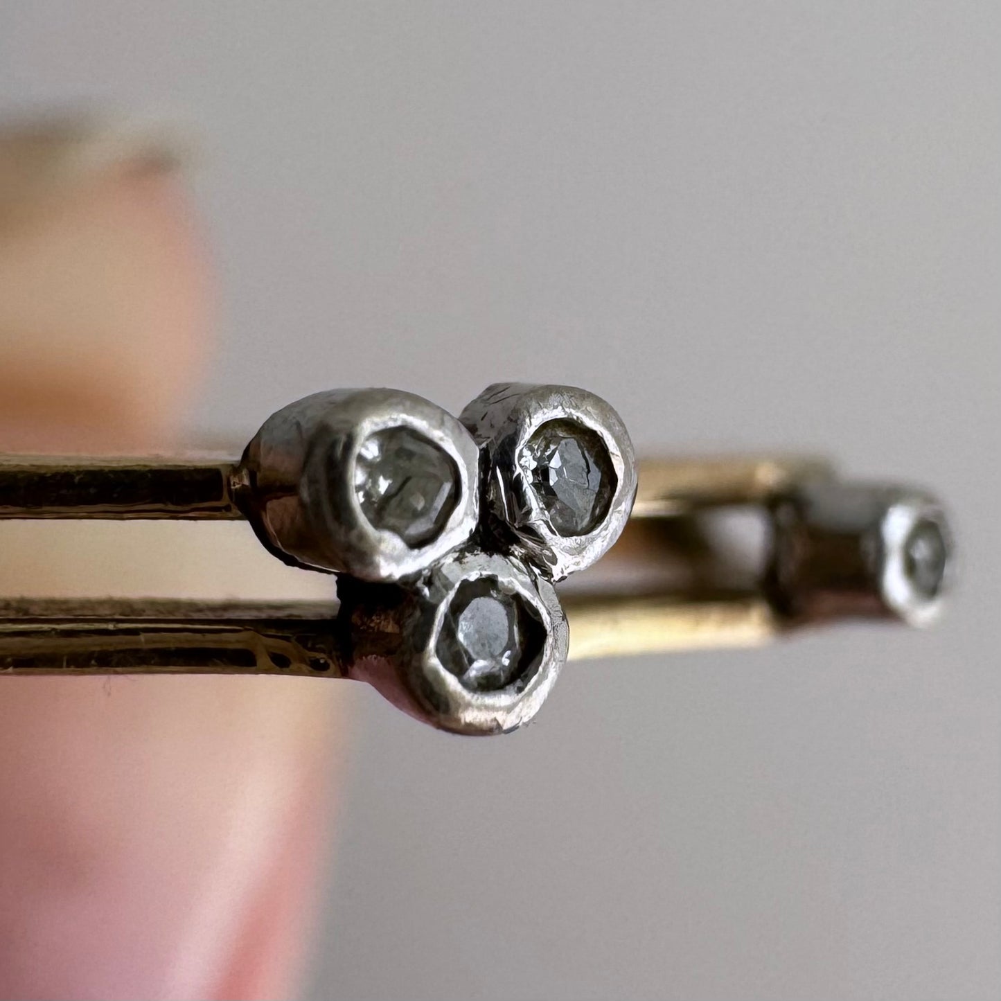 V I N T A G E // shape play / 14k yellow and white gold geometric band with diamonds / size 6.5ish