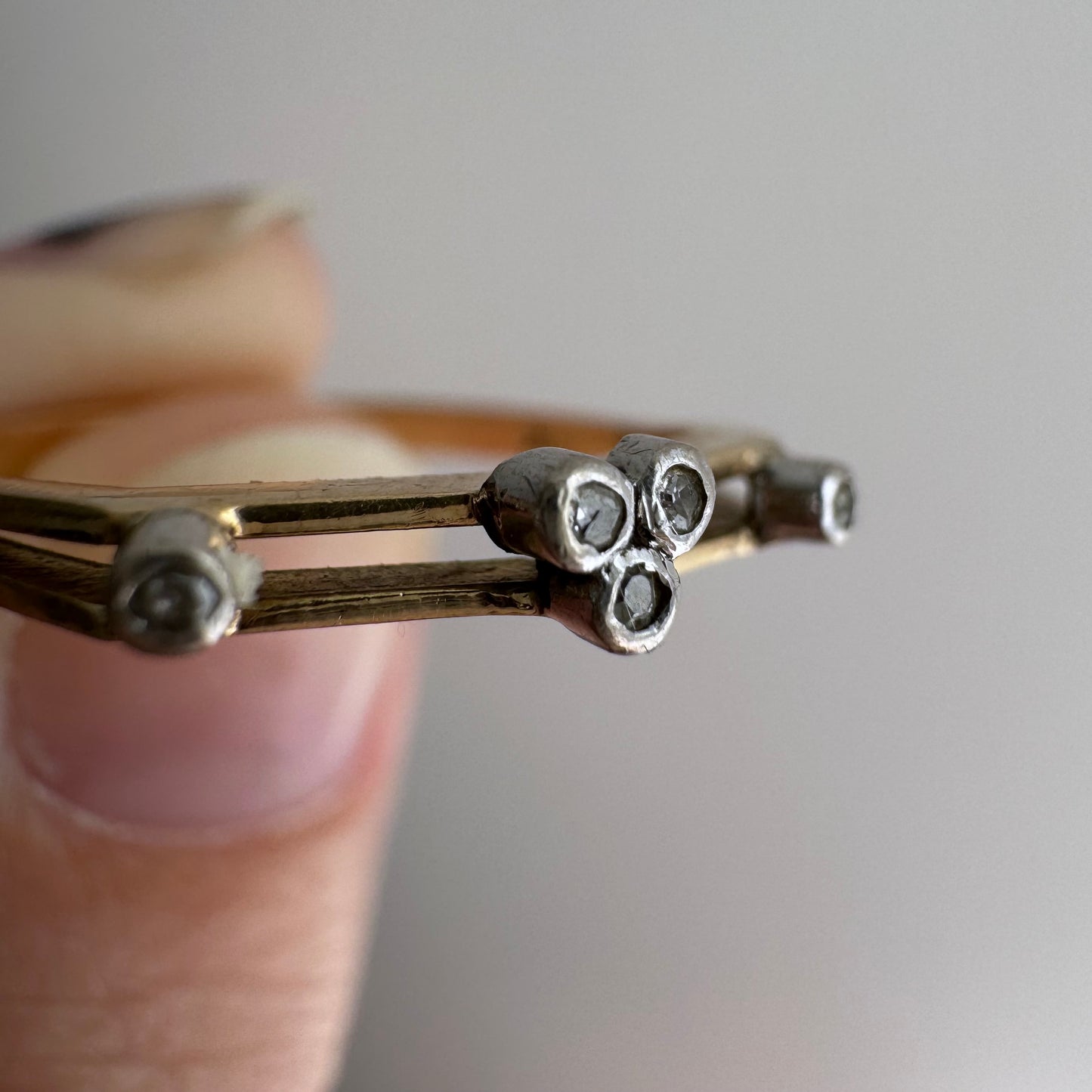 V I N T A G E // shape play / 14k yellow and white gold geometric band with diamonds / size 6.5ish