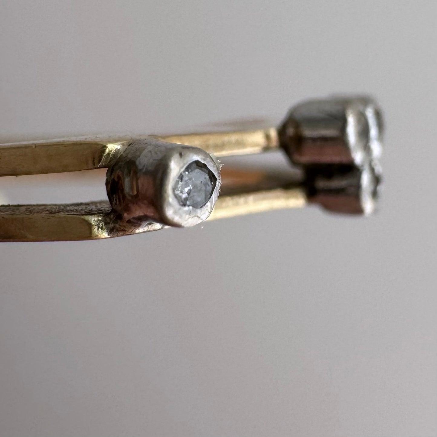 V I N T A G E // shape play / 14k yellow and white gold geometric band with diamonds / size 6.5ish