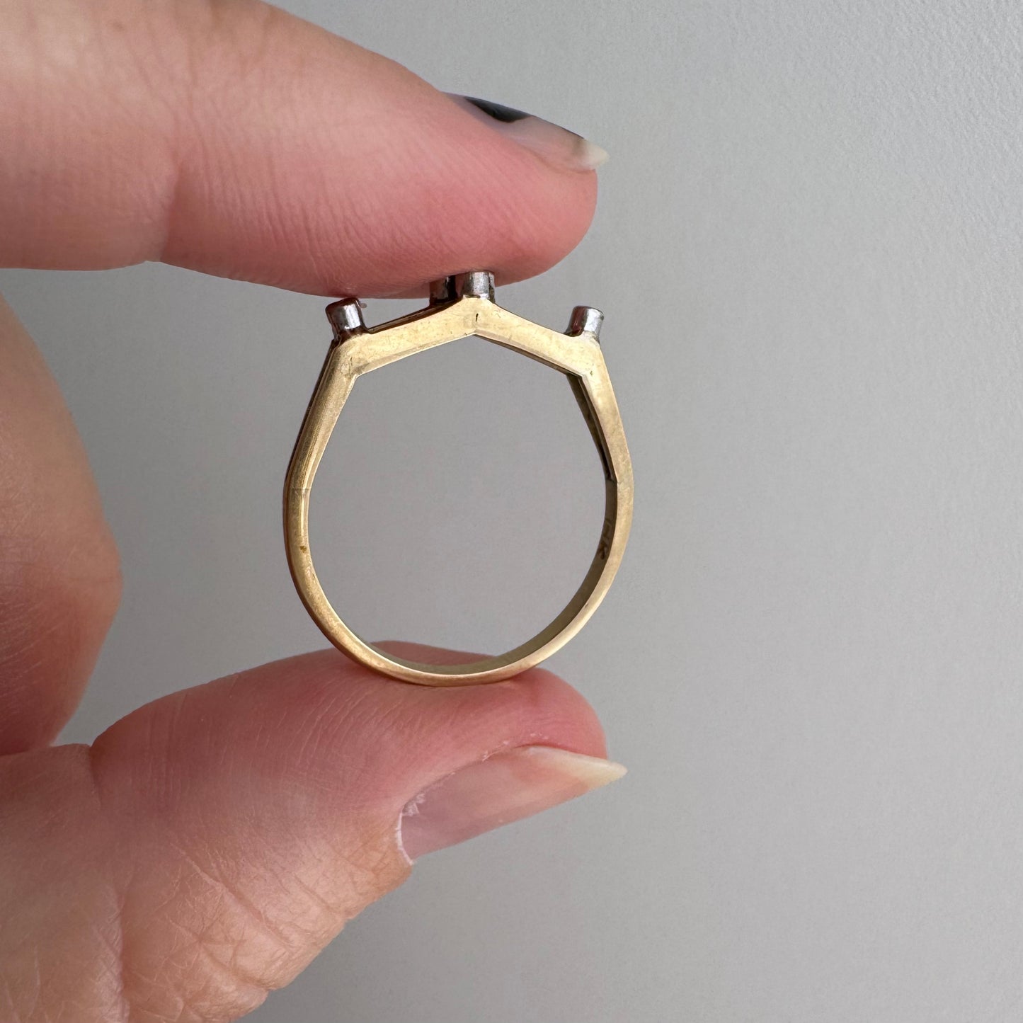 V I N T A G E // shape play / 14k yellow and white gold geometric band with diamonds / size 6.5ish