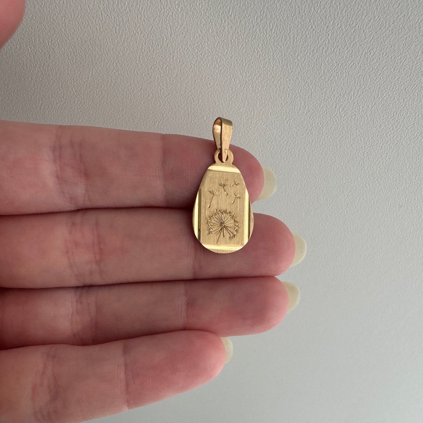 reimagined V I N T A G E // letting go / 14k gold almost-tear with newly engraved dandelion / a pendant