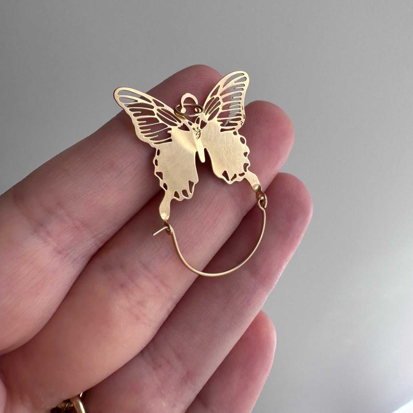 E S T A T E // on the other side of change / 14k yellow gold butterfly charm holder connector / a charm holder