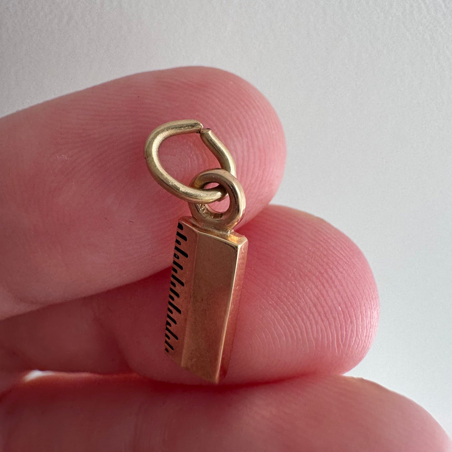 V I N T A G E // golden rule / 10k yellow gold dainty ruler charm / a service award pendant