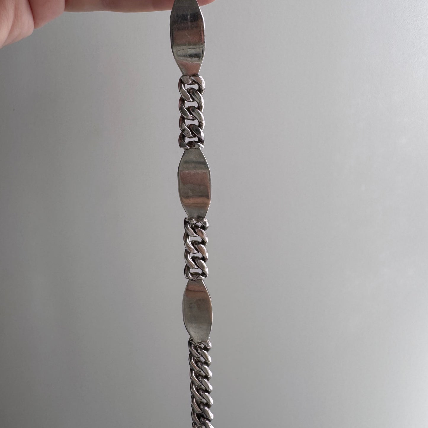 V I N T A G E // possibility trilogy / sterling silver Mexican artisan chunky curb ID station bracelet / ~8", 32.2g