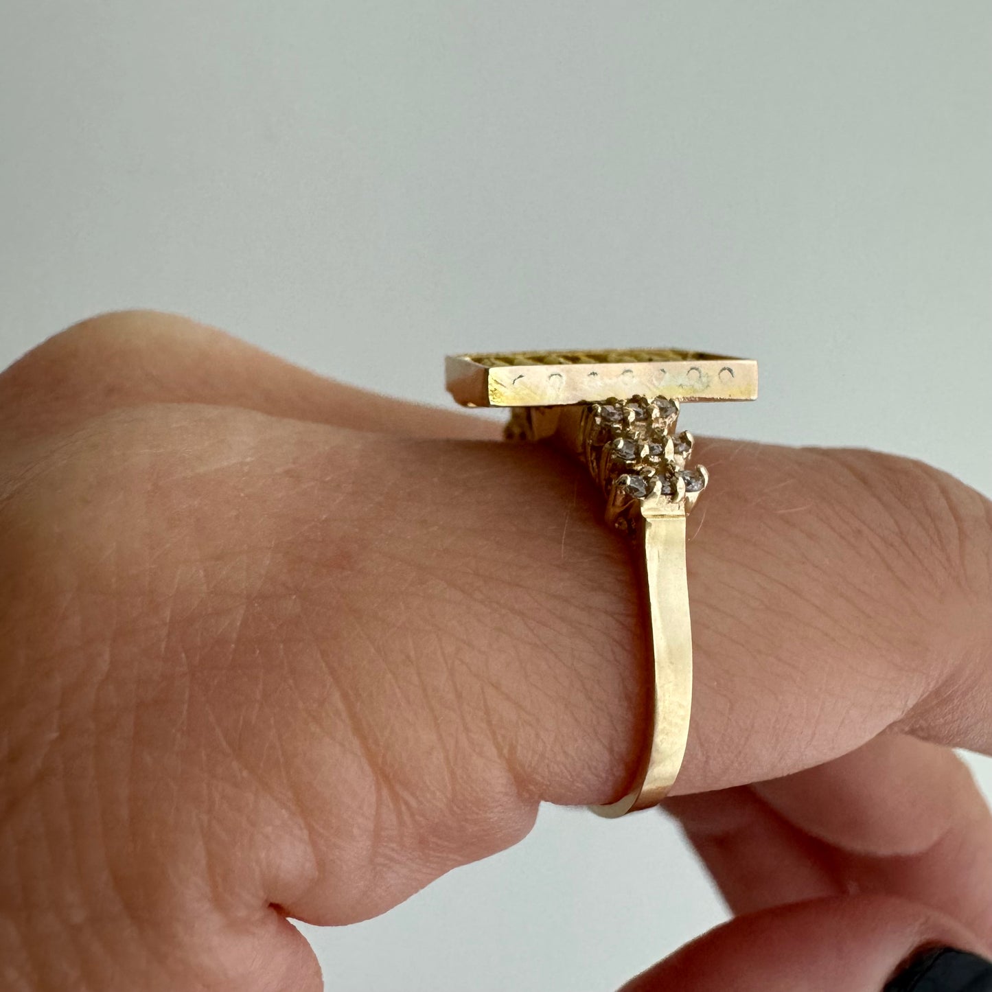 reimagined V I N T A G E // tiny calculations / 14k and diamond abacus ring / size 8
