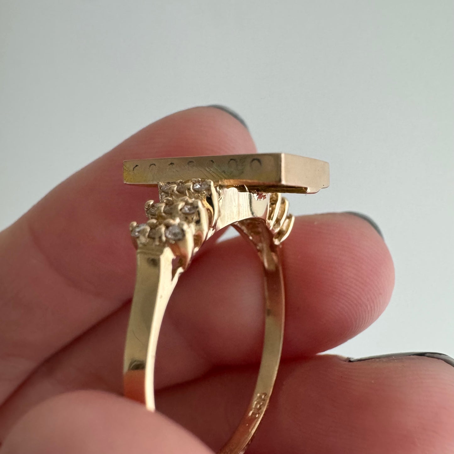 reimagined V I N T A G E // tiny calculations / 14k and diamond abacus ring / size 8