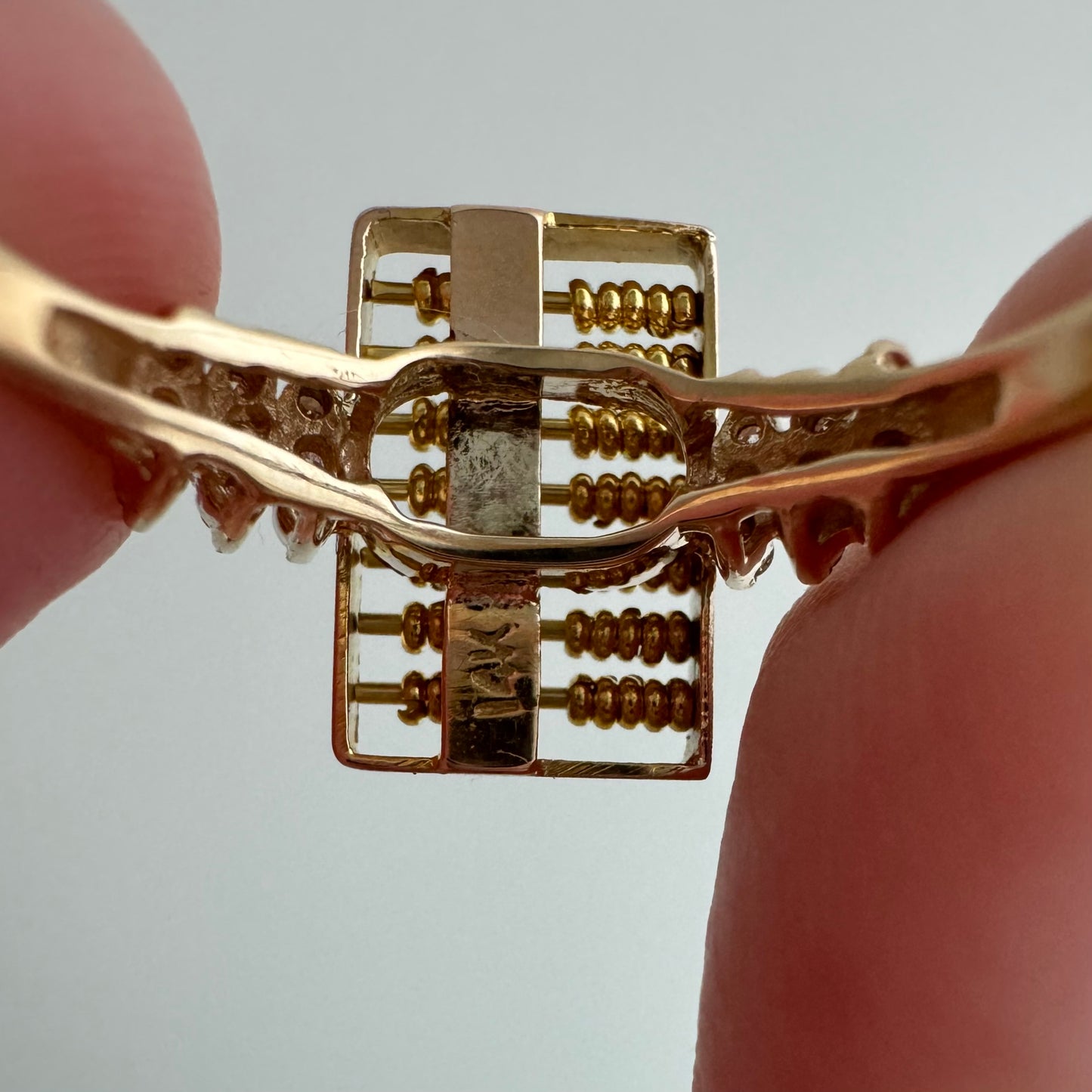 reimagined V I N T A G E // tiny calculations / 14k and diamond abacus ring / size 8