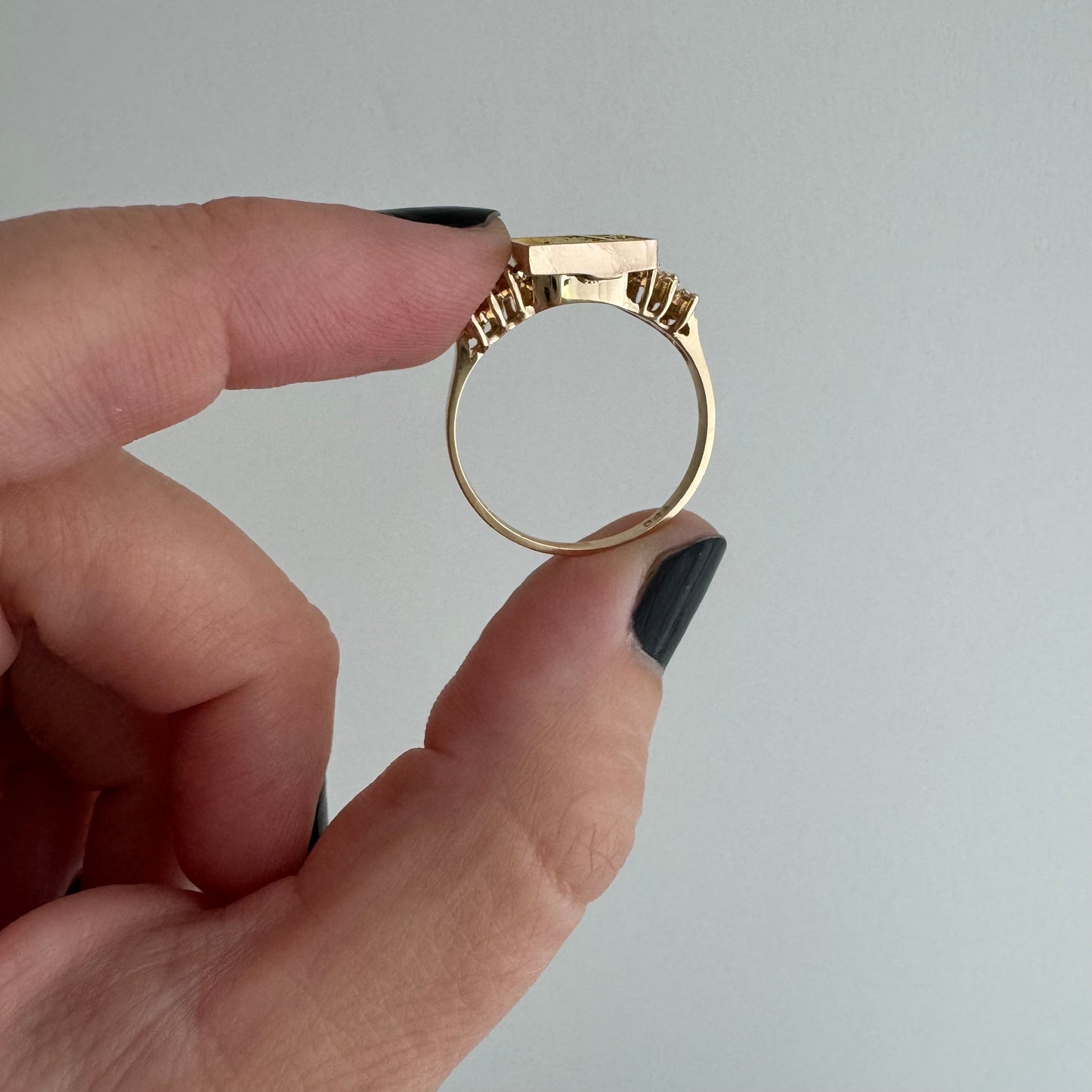 reimagined V I N T A G E // tiny calculations / 14k and diamond abacus ring / size 8