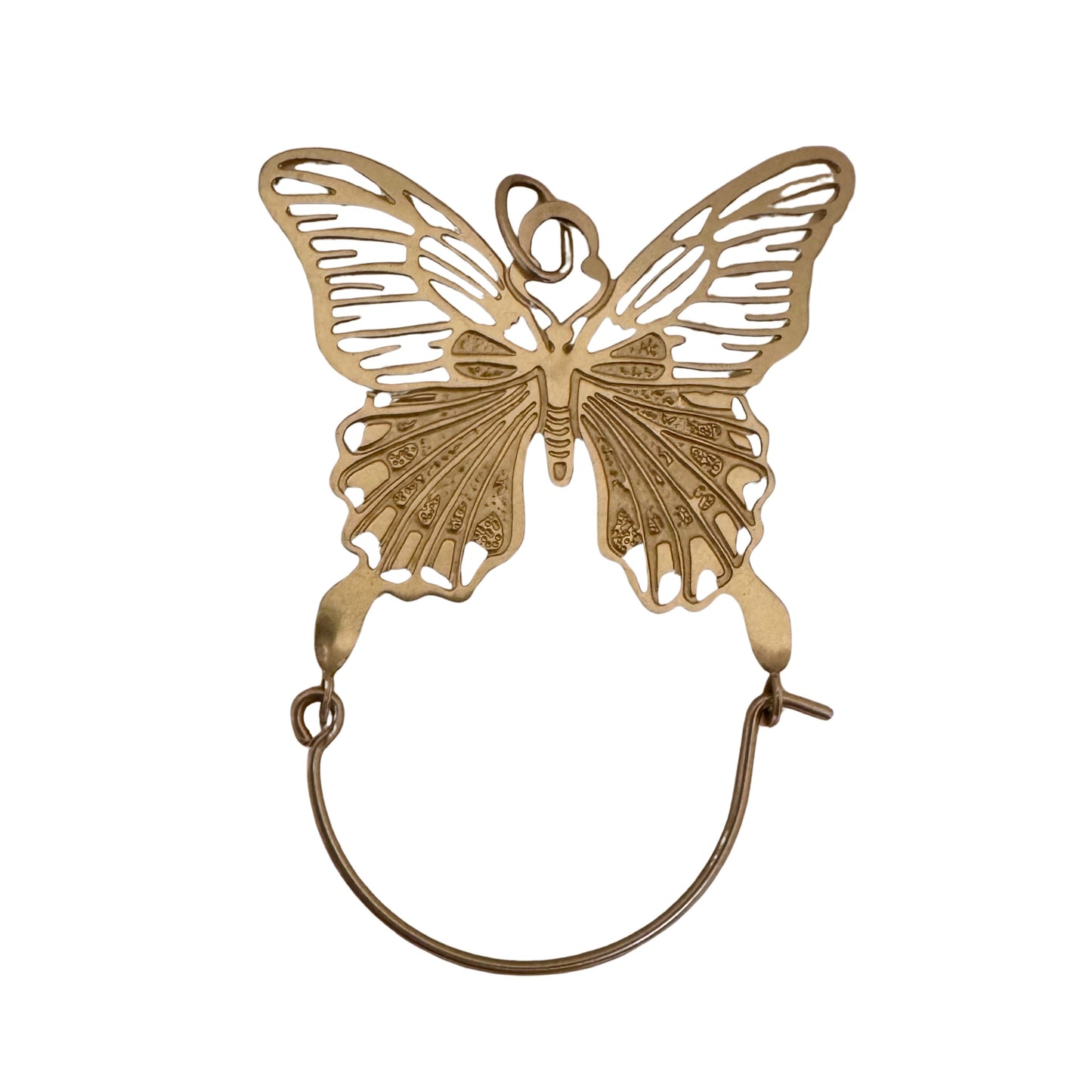 E S T A T E // on the other side of change / 14k yellow gold butterfly charm holder connector / a charm holder