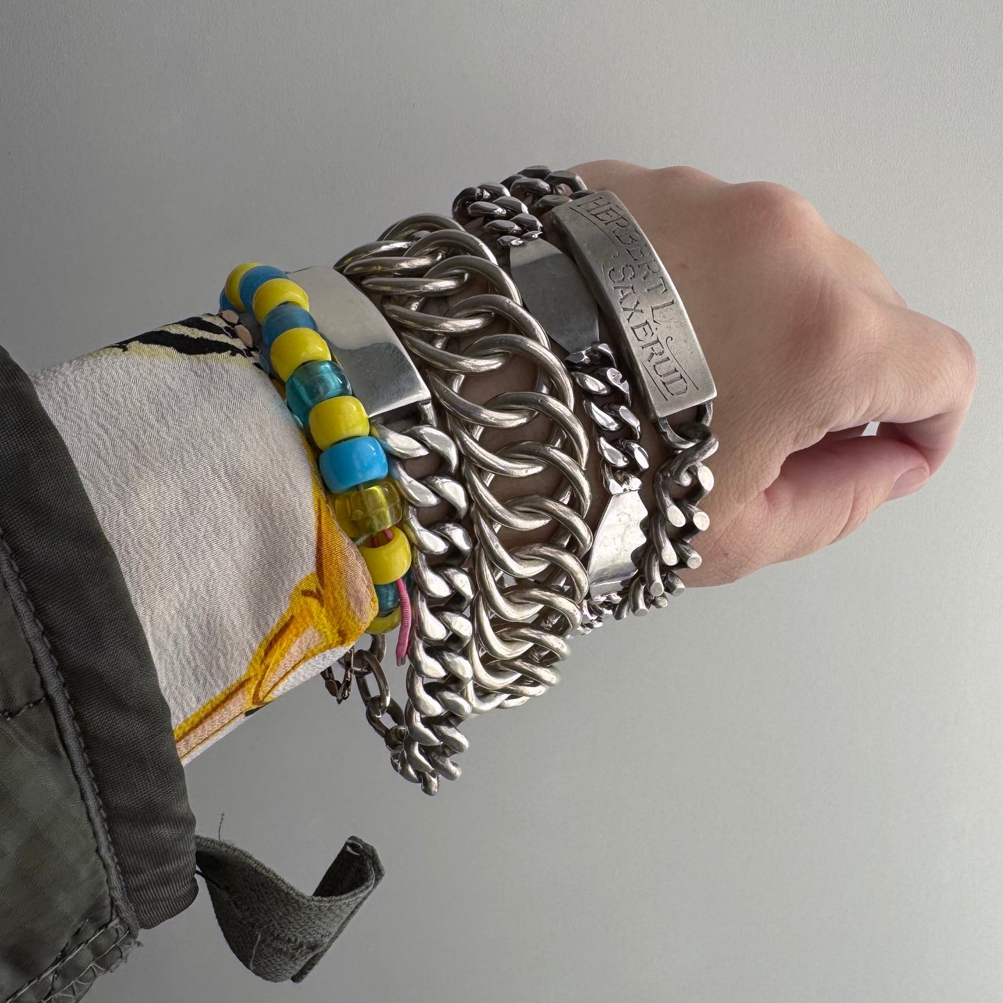 V I N T A G E // blank slate / sterling silver heavy chunky mid century curb chain ID bracelet / 8", 52.5g