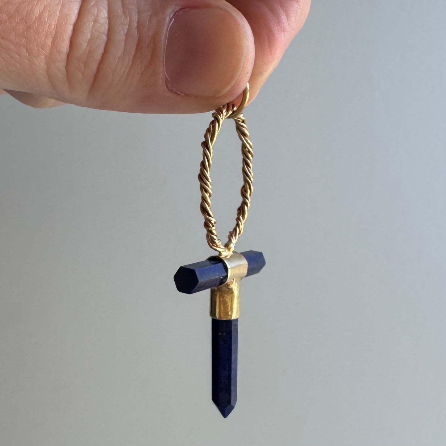 V I N T A G E // life / 14k and lapis lazuli artisan ankh / a pendant
