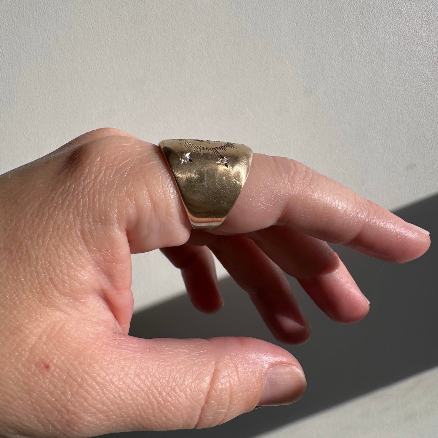N E W // mystical matriarch / 10k and diamond wide tapered band witch ring / size 6.75