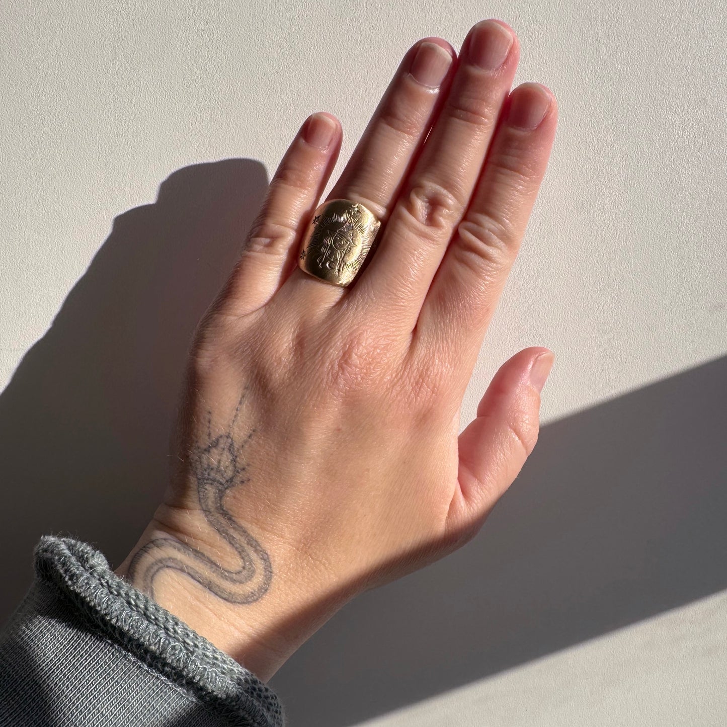 N E W // mystical matriarch / 10k and diamond wide tapered band witch ring / size 6.75