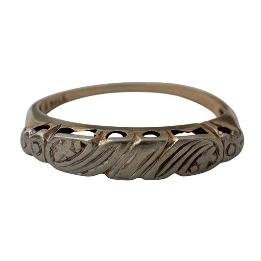 V I N T A G E // floral wave / 14k yellow and white gold embossed band / size 6