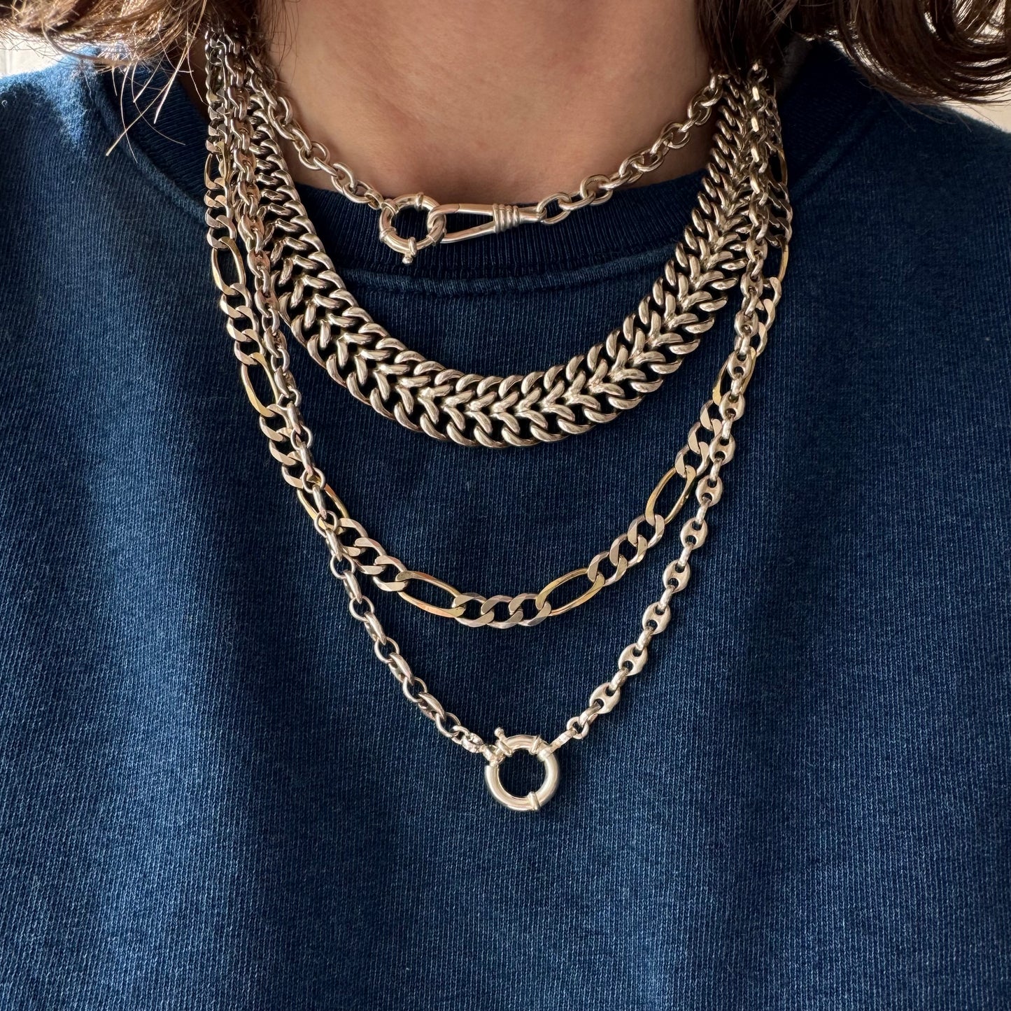 V I N T A G E // matriarchal link / sterling silver Taxco flat woven link chain necklace / 16.75", 107.5g