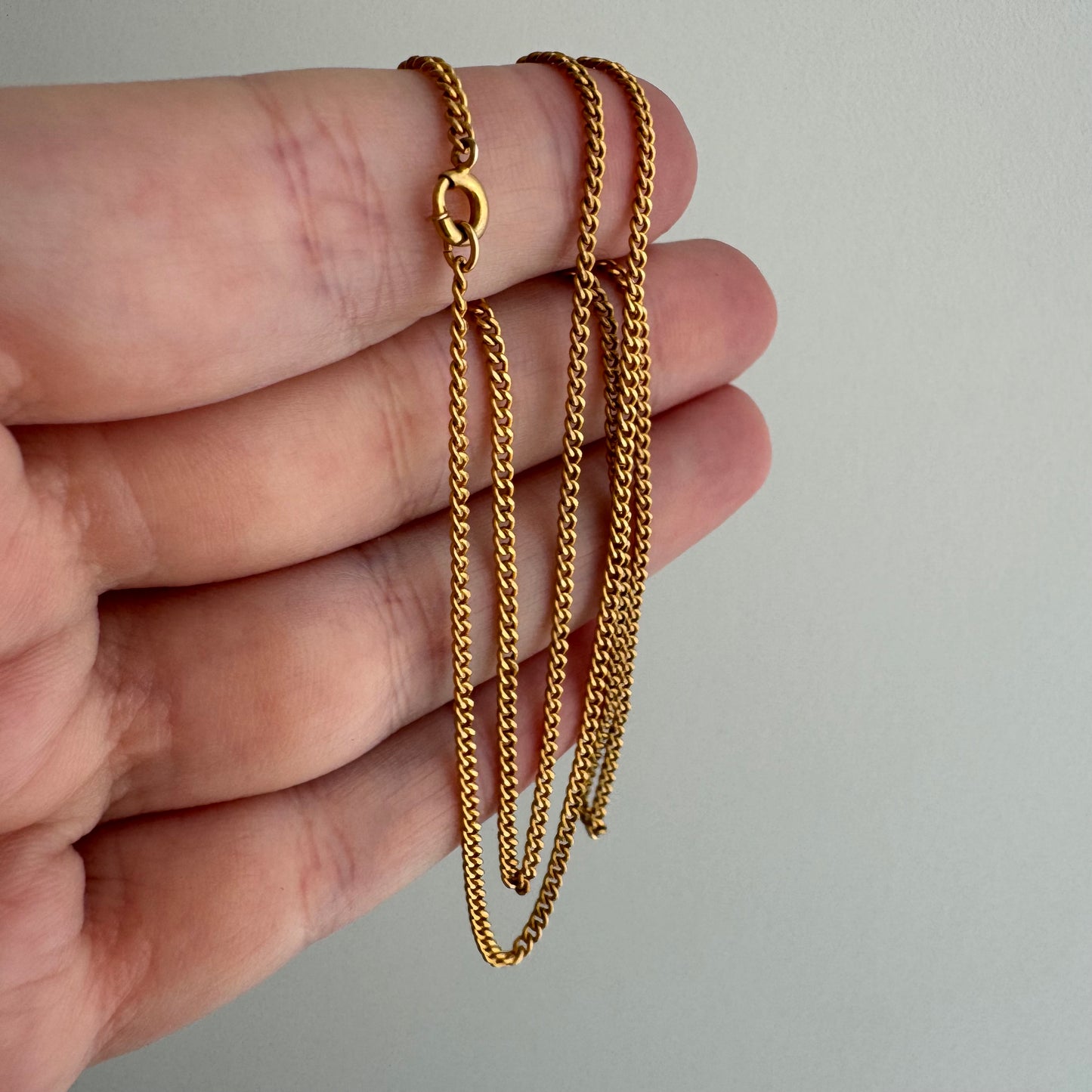 V I N T A G E // dainty, sturdy curb / 10k solid gold tight narrow curb chain necklace / 18"+, 3.5g