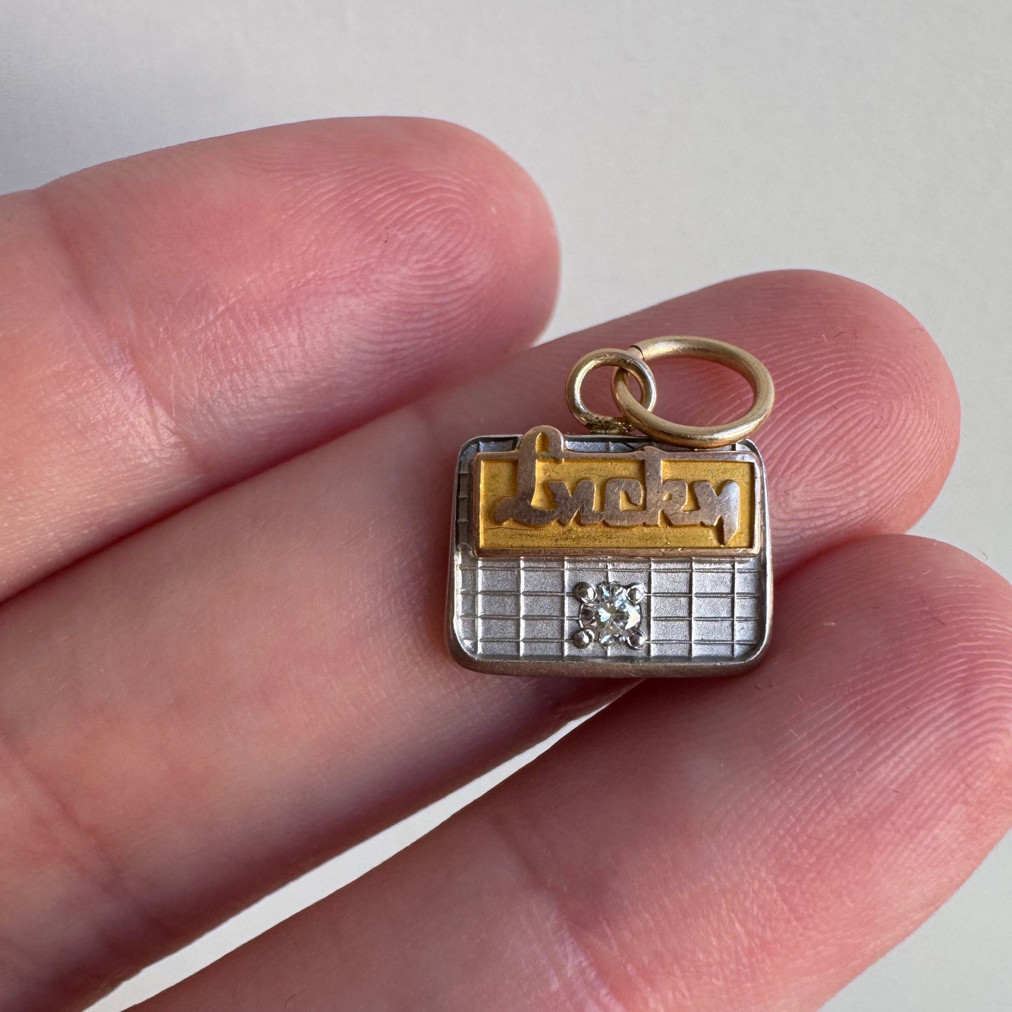 reimagined V I N T A G E // Lucky achievements / 10k and diamond Lucky supermarket charm or pendant