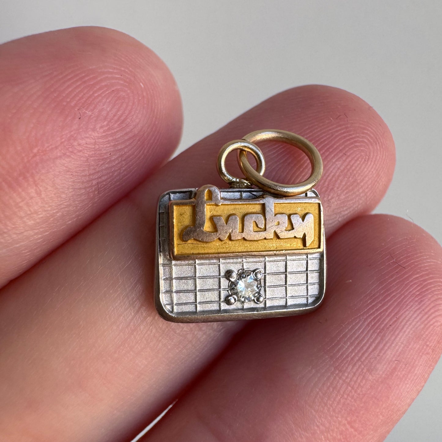 reimagined V I N T A G E // Lucky achievements / 10k and diamond Lucky supermarket charm or pendant