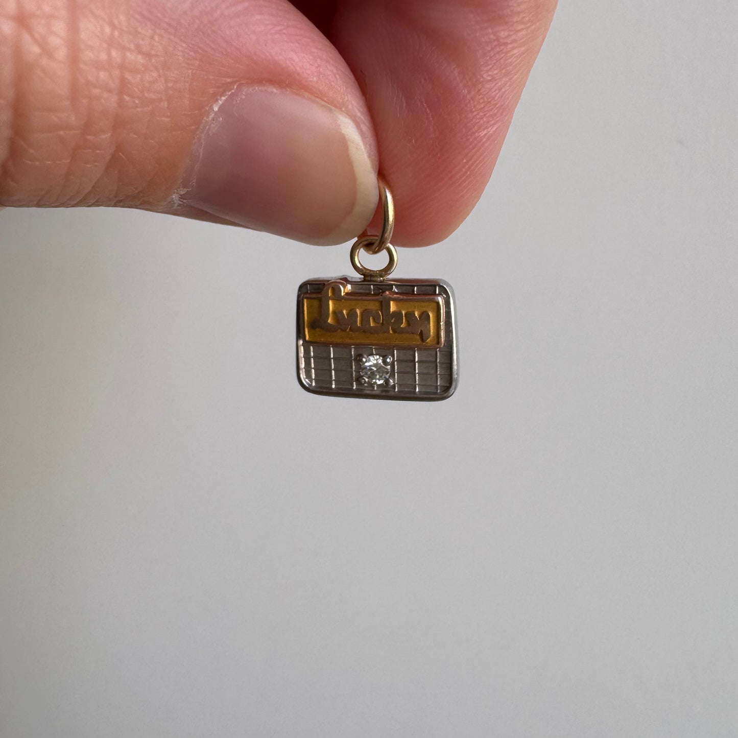 reimagined V I N T A G E // Lucky achievements / 10k and diamond Lucky supermarket charm or pendant