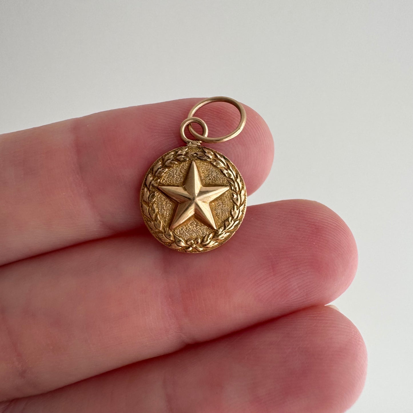 reimagined V I N T A G E // everything is connected / 10k five point star framed by a wreath / a pin conversion pendant