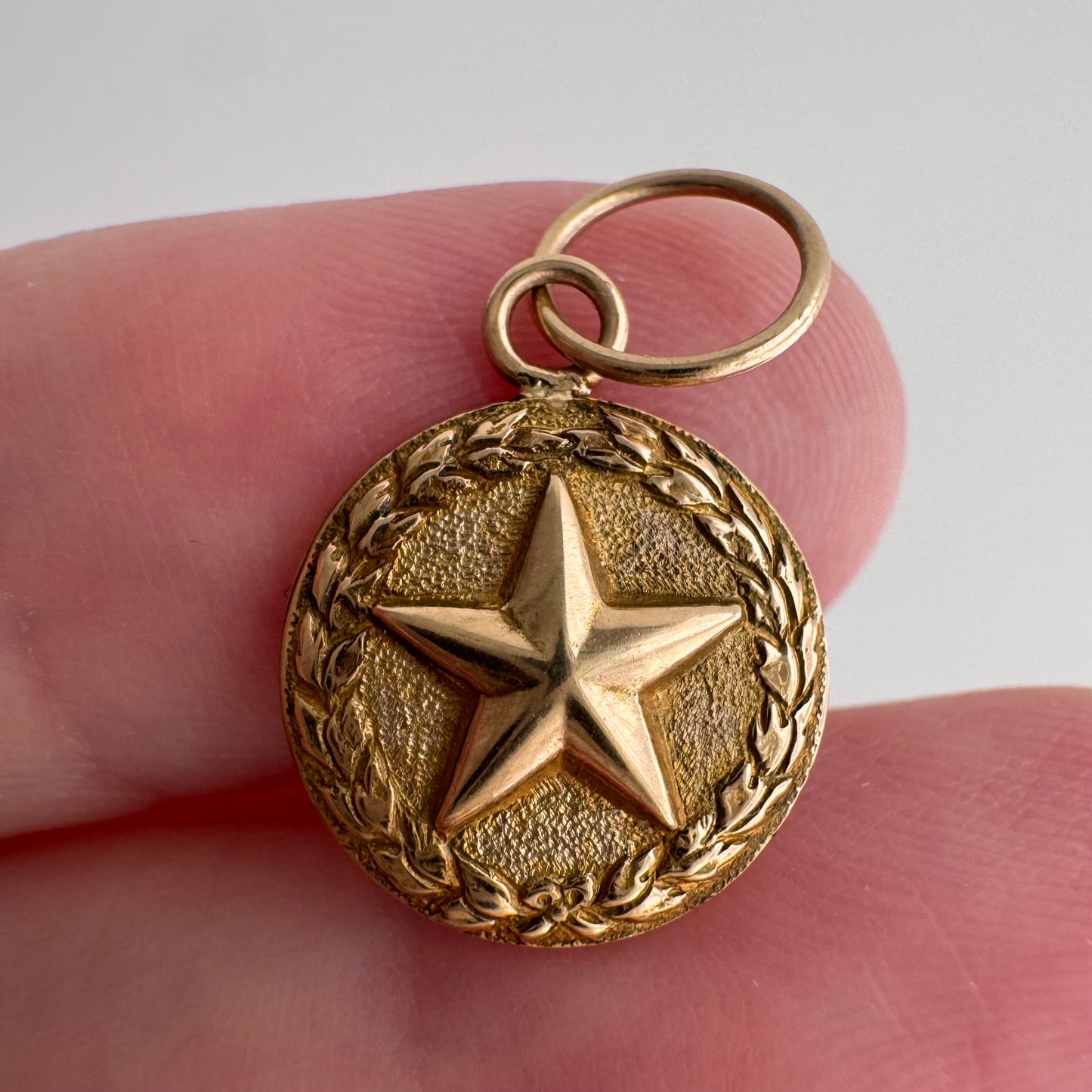 reimagined V I N T A G E // everything is connected / 10k five point star framed by a wreath / a pin conversion pendant