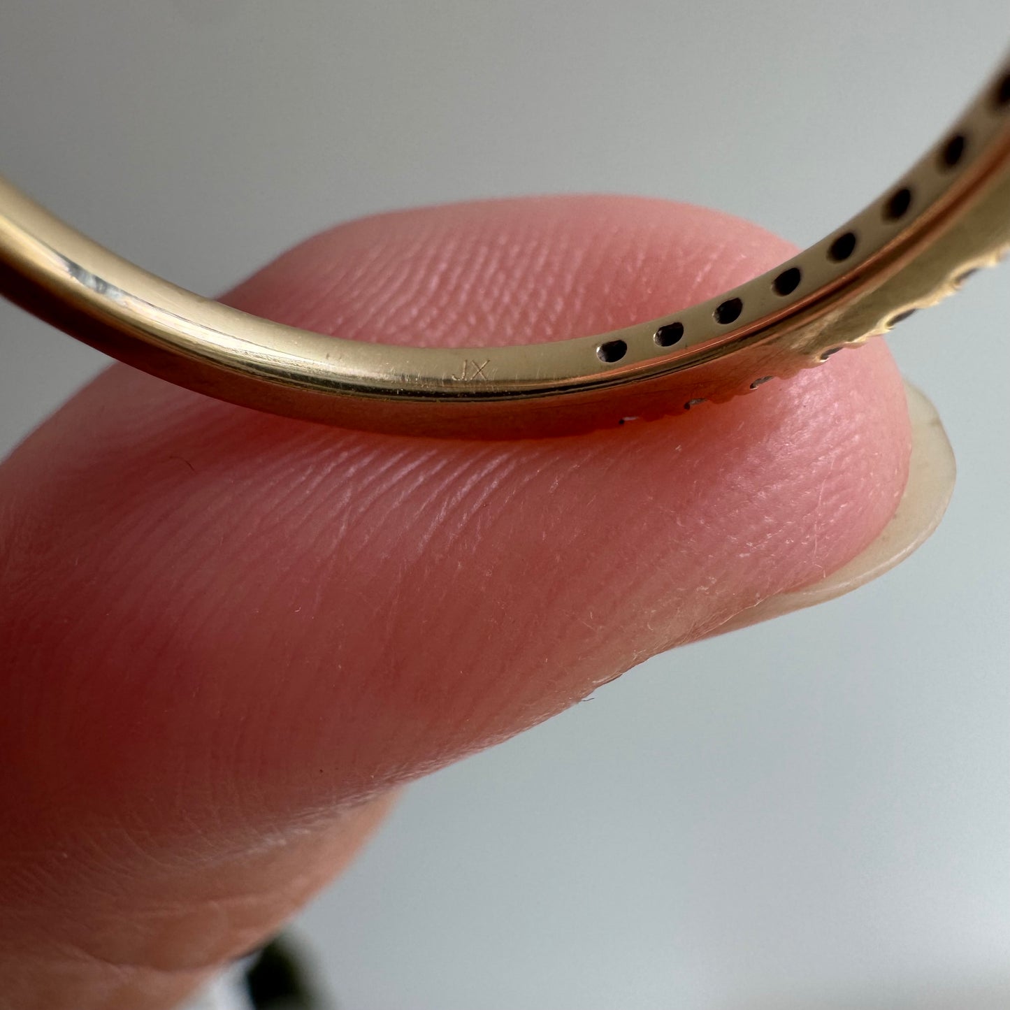 E S T A T E // 18 in a row / 14k yellow pave diamond modern pipe cut half eternity band / size 6.75