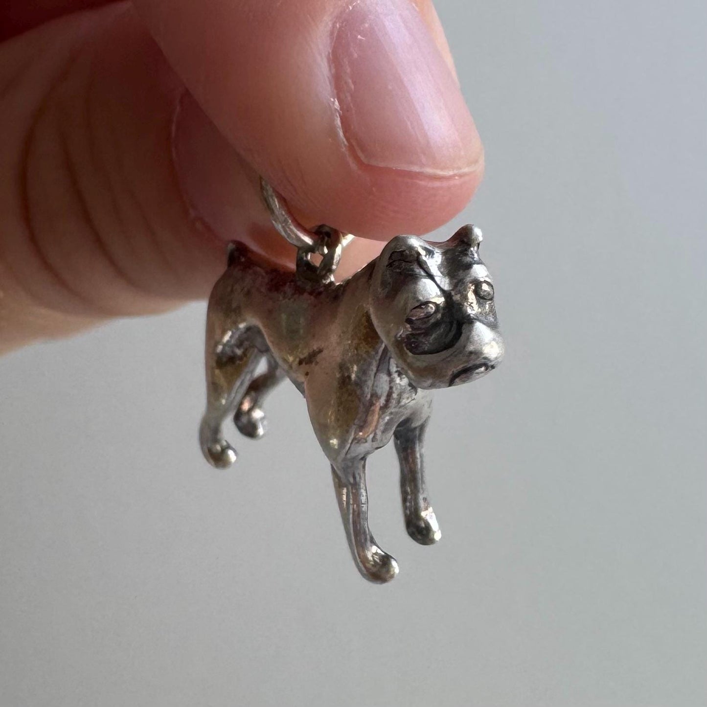 V I N T A G E // beautiful boxer / sterling silver miniature boxer / a pendant