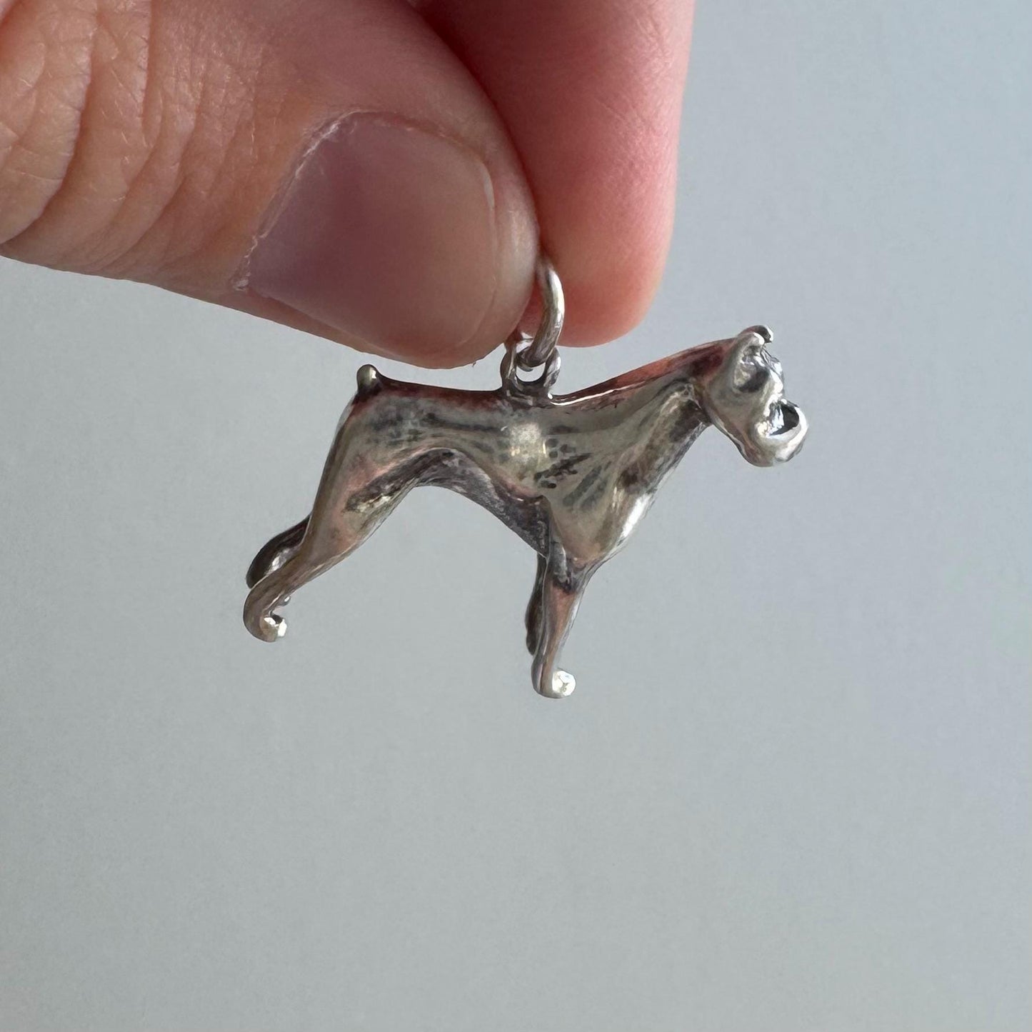 V I N T A G E // beautiful boxer / sterling silver miniature boxer / a pendant