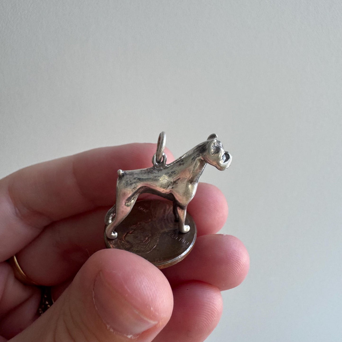 V I N T A G E // beautiful boxer / sterling silver miniature boxer / a pendant