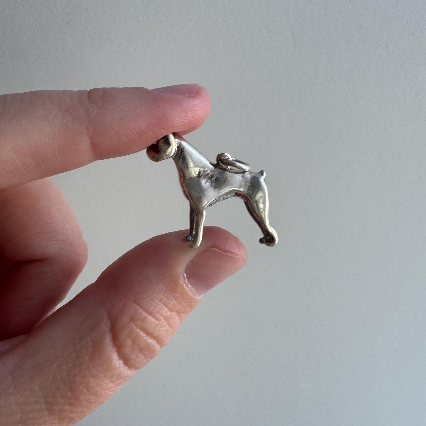 V I N T A G E // beautiful boxer / sterling silver miniature boxer / a pendant