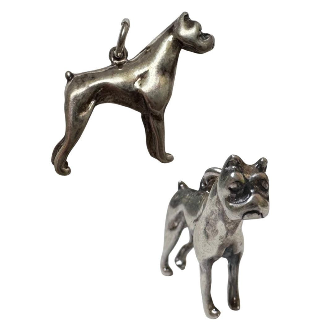 V I N T A G E // beautiful boxer / sterling silver miniature boxer / a pendant