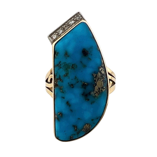 V I N T A G E // turquoise temptation / 14k white gold, diamonds and turquoise bearing pyrite / size 7